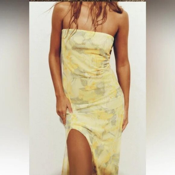 ZARA STRAPLESS PRINTED TULLE DRESS - Picture 6 of 8